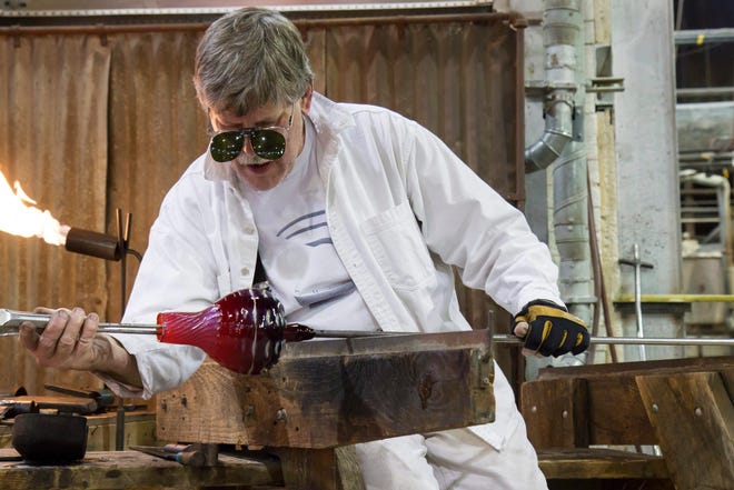 Guest artist Al Hough gives a demonstration at Gillinder Glass. Photo provided