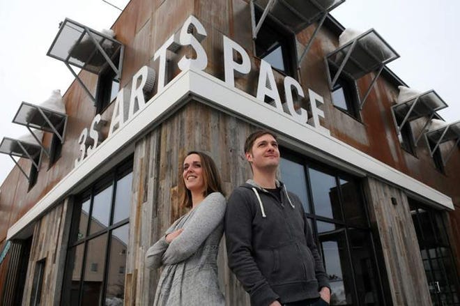 Celeste Ladd and Chris Greiner stand outside 3S Artspace shortly before it opened in March of 2015. 3S announced the departure of Greiner from the nonprofit Friday. Photo by Deb Cram/Seacoastonline file