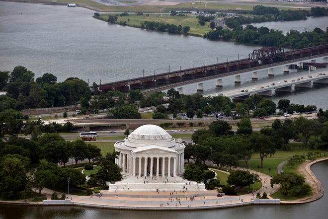 FILE - In this June 2, 2013 file photo, the Jefferson Memorial is seen from the Washington Monument in Washington.