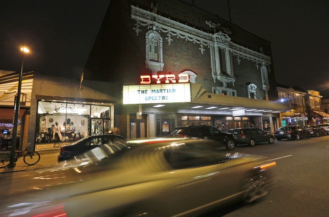 Traffic passes by the Byrd Theater in Carytown.

AP Photos/Steve Helber