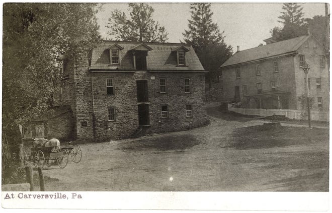 This is the business district of Carversville in olden times when it was booming due to its half-dozen textile and grain mills.