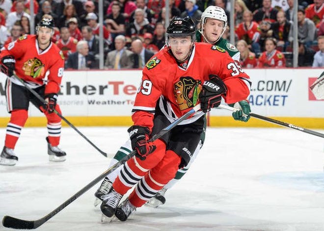 Forward Kyle Baun made the Chicago Blackhawk out of training camp this season, but was sent down to Rockford after two games and then missed three months with injury before recently returning for the IceHogs.

JOE RAYMOND/THE ASSOCIATED PRESS