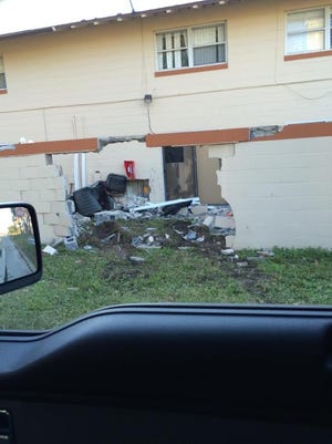 South Daytona police are looking for the driver of a car that crashed into the kitchen of an apartment Wednesday night.(South Daytona Police Department photo)