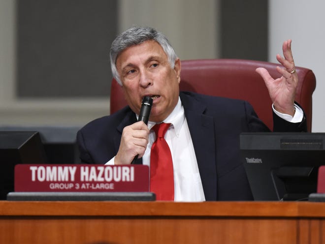 Councilman Tommy Hazouri addresses the City Council members on Feb. 4, 2016.