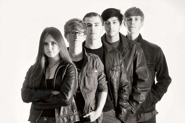 Members of the band Zenith Blue, made up of five high school students from Athens area high schools.