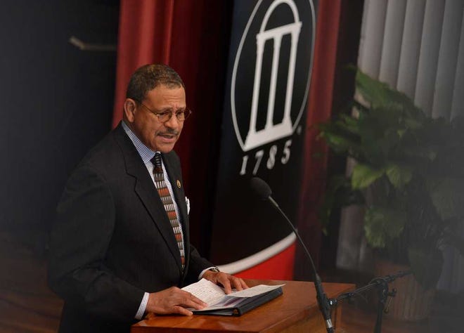 U.S. Rep Sanford Bishop (D-Ga.) speaks during the annual Hunter B. Holmes lecture at the UGA Chapel on Thursday, Feb. 18, 2016 in Athens, Ga. (Richard Hamm/Staff) OnlineAthens / Athens Banner-Herald