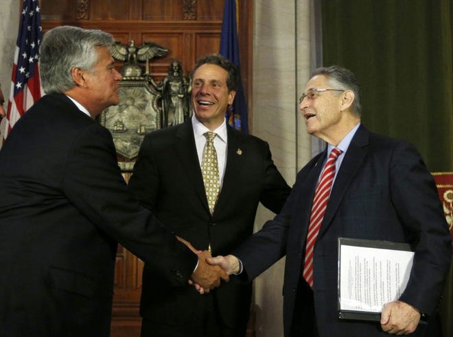 Former state Senate Majority Leader Dean Skelos, left, and former Assembly Speaker Sheldon Silver, right, were convicted on public corruption charges.