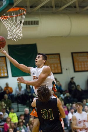 Sage Surratt, shown here in a Jan. 21 game against Bandys, scored 22 points for East Lincoln Friday night in the SD7 championship game.