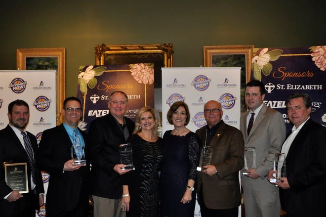 L to R: Michael Bonfanti, Bonfanti Investments; Shawn Nolan, Pinnacle Payroll Solutions of Louisiana; Haggai Davis, Gulf South Technology Solutions; Bridget Hanna, 2016 Ascension Chamber Chairman of the Board; Sherrie Despino, Ascension Chamber President/CEO; Sheriff Jeff Wiley, Ascension Parish Sheriff’s Office; Jacob Waguespack, Faulk & Winkler, LLC and David Roscher, Guaranty Media.