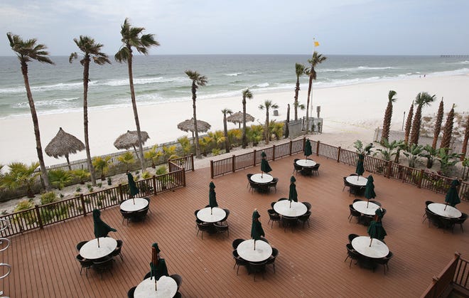 A portion of the new 6,700-square-foot beachfront deck is seen at the Holiday Inn Resort in Panama City Beach.