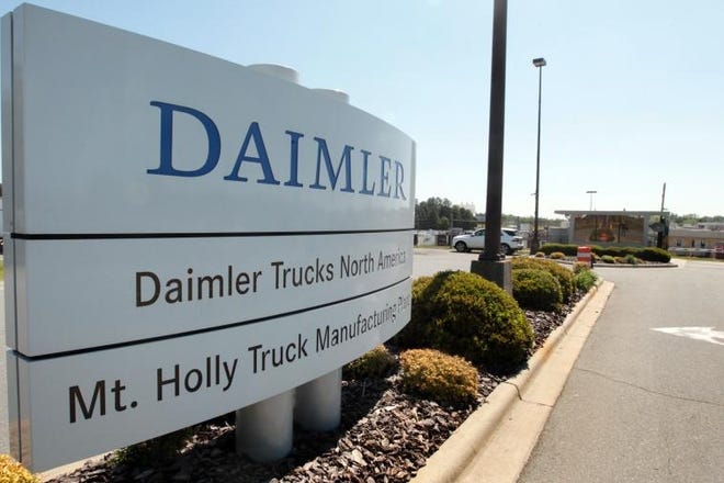 (Photo Mike Hensdill/The Gaston Gazette ) The Daimler truck plant in Mount Holly.