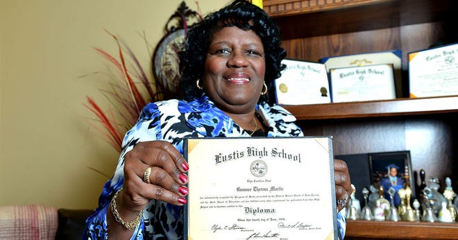 Gessner Harris, then Gessner Martin, was one of four black students who integrated Eustis High School during the 1965-66 school year. She's looking into getting documents changed that say 13 students in 1966-67 integrated the school.
