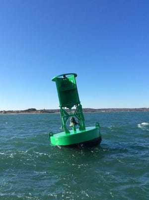 The Coast Guard installed the bell in the New Inlet buoy on Wednesday, Feb. 17. 

Photo courtesy of Harbormaster Mike DiMeo