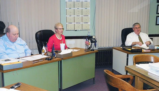 From left are Ilion Village Trustees Kalman Socolof and Joanne Moore and Mayor Terry Leonard at Wednesday night's meeting of the Ilion village board. TIMES TELEGRAM PHOTO/DONNA THOMPSON