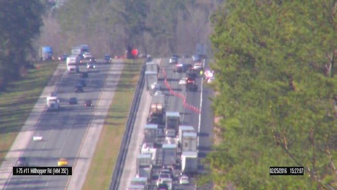 This image from Gainesville Alachua County Smarttraffic shows a traffic jam forming at the site of an accident on Interstate 75 north of Gainesville.