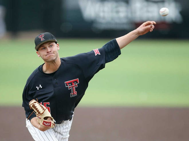 Texas Tech's Hayen Howard pitches the ball during the Red Raiders' game against Milwaukee on Sunday, Feb. 21, 2016, at Dan Law Field at Rip Griffin Park in Lubbock, Texas. (Brad Tollefson/A-J Media)