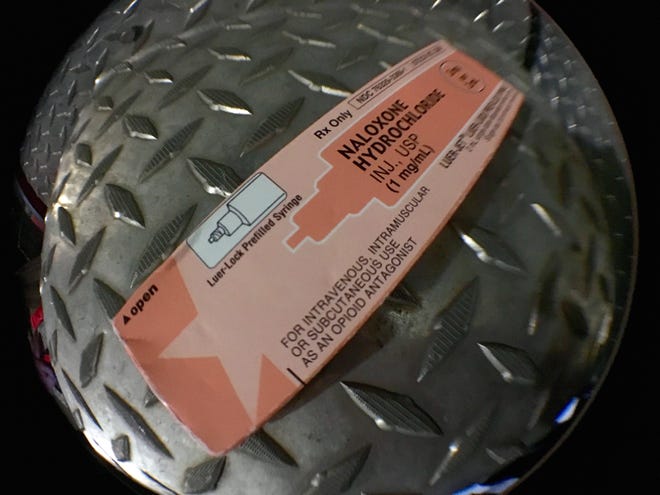 The opioid overdose-reversing drug Naloxone can be administered through an IV or a nasal spray. Local first responders now carry emergency drug kits that contain the medication and have found themselves having to use it in Lincoln on a fairly regular basis in the last four months. Photo by Jessica Lema/The Courier.