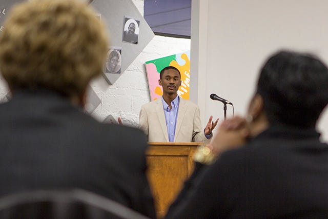 Kinston Teens founder Chris Suggs was one of nine community leaders to speak at the town hall meeting at The Gate community center on Thursday.