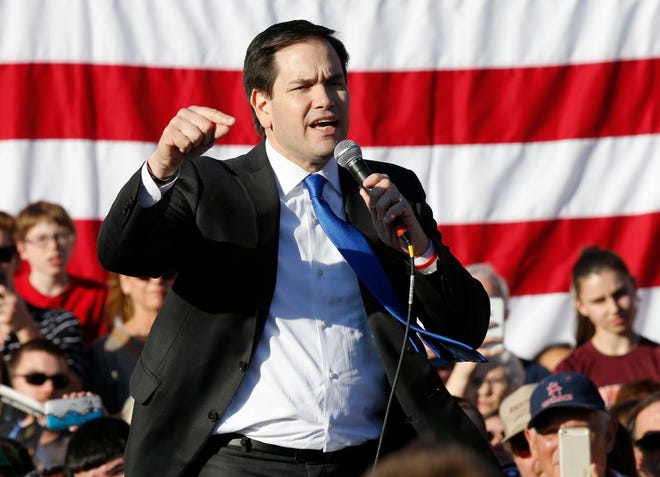 Republican presidential candidate Sen. Marco Rubio, R-Fla., speaks during a rally in Richmond, Va., on Sunday.