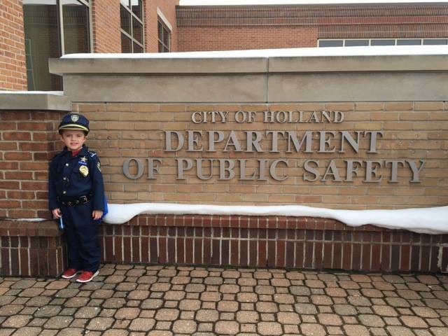 Everett Lehr spent his fifth birthday as a Holland police officer. Contributed