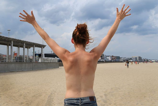 Kia Sinclair, 23, of Danbury, is one of the women who brought the "Free the Nipple" movement to Hampton Beach in 2015.

Photo by Rich Beauchesne/Seacoastonline, file