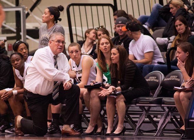 Army women's basketball head coach Dave Magarity, left, is one of five candidates for the Women's Basketball Coaches Association Region 1 coach of the year award. Times Herald-Record file