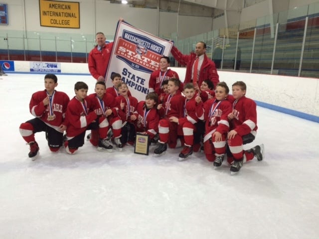 The Barnstable Squirt A Team after winning the Massachusetts Tier 2 championship in Springfield. Courtesy photo