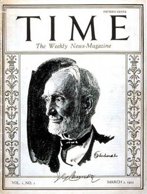 In 1923, Time magazine, founded by Briton Hadden and Henry R. Luce, made its debut. First Time cover March 3, 1923.