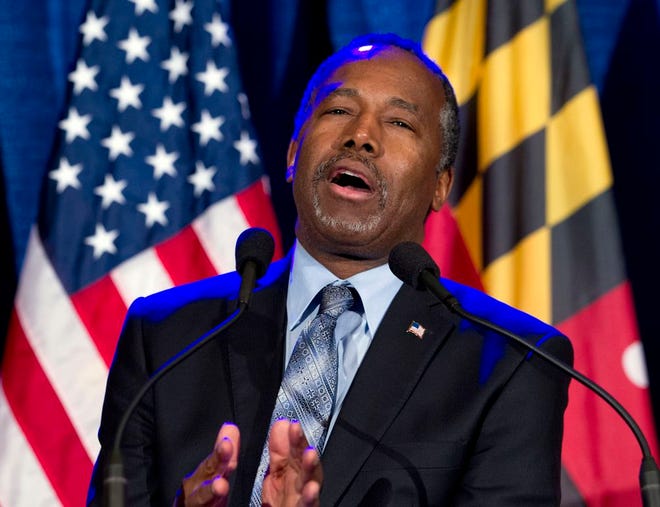 In this March 1, 2016 file photo, Ben Carson speaks during an election night party in Baltimore. Carson says 'no path forward' in 2016 race after Super Tuesday results. ( AP Photo/Jose Luis Magana, File)