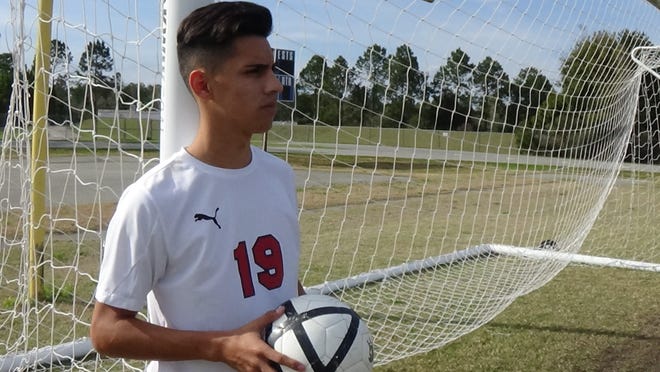 Taylor junior Miguel Deleon broke the school record for single-season goals with 48. NEWS-JOURNAL/ROB ULLERY