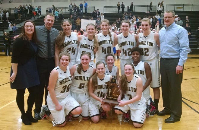 The Hamilton girls basketball team won the district championship Friday at home. Beau Troutman/Sentinel staff