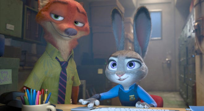 From left, the characters Nick Wilde and Judy Hopps in "Zootopia." MUST CREDIT: Walt Disney Motion Pictures