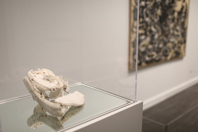 This March 1, 2016 photo provided by The Dallas Museum of Art shows a 1956 untitled Jackson Pollock sculpture made of plaster, sand, gauze, and wire. The Dallas Museum of Art has acquired a sculpture by Jackson Pollock, one of only six still in existence. The abstract sculpture is currently on display as part of the exhibit, titled â€œJackson Pollock: Blind Spots.â€ The exhibit opened in November, 2015. Itâ€™s on view through March 20, 2016. (Gregory Castillo/Dallas Museum of Art via AP)