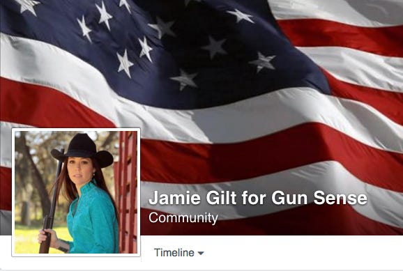 Jamie Gilt, a Jacksonville woman wounded when her 4-year-old accidentally shot her, is a gun-rights advocate. This image shows the profile and cover photos from her Facebook page.