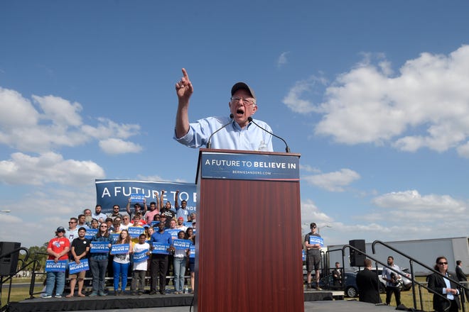 Democratic presidential candidate Sen. Bernie Sanders, I-Vt., speaks during a campaign rally in Kissimmee on Thursday.