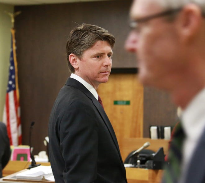 Attorney David Eby, who is representing two medical groups contesting Geraldine Webber's last will and trust questions a witness on the first day of trial April 27, 2015 at the Strafford County Superior Court, Probate Division in Dover.

Photo by Rich Beauchesne/Seacoastonline, file