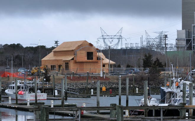 The new Sandwich Harbormaster offices rise up along the Sandwich Boat Basin.