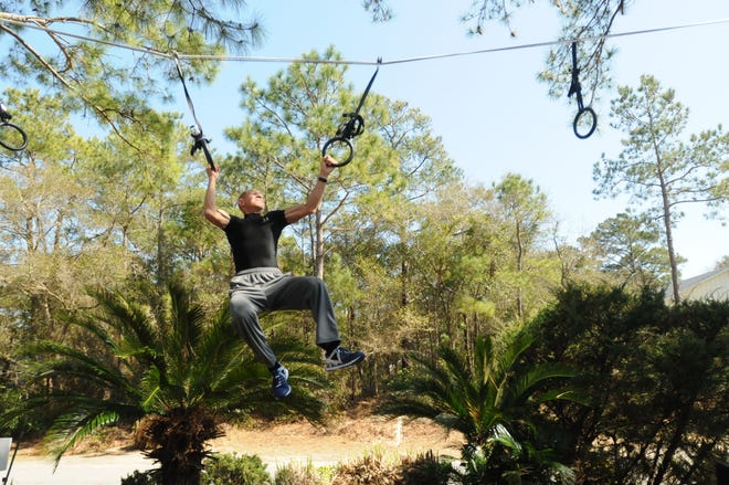 Chuck Mammay trains on several new obstacle courses he has built in his front yard for training purposes. Oak Island resident Chuck Mammay, 72, will head to Atlanta March 16 to compete on the new season of "American Ninja Warrior." Last year, he competed and fell on the first challenge.