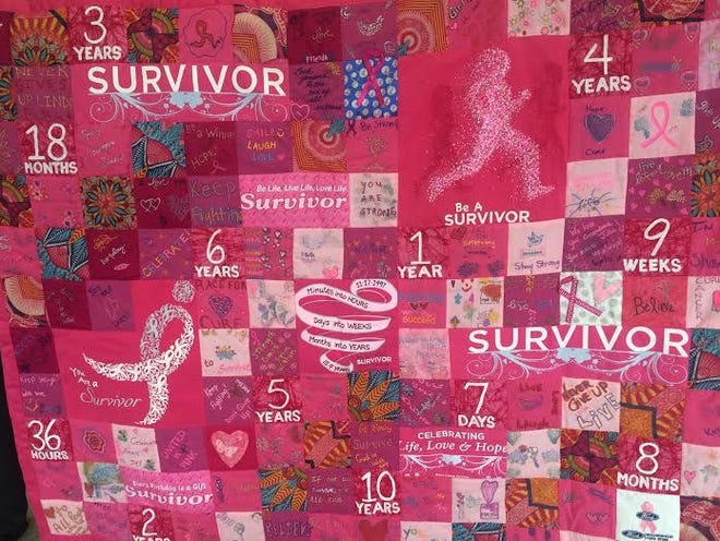 Brenda Boron donated a breast cancer quilt to Heritage Valley Beaver hospital Monday during a hospital auxiliary meeting.