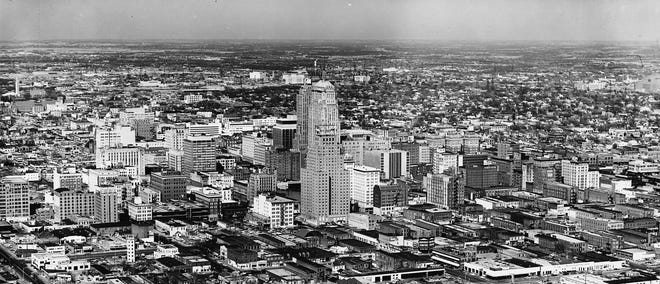 Much of the downtown skyline came down after this photo was taken in 1964. [Oklahoman Archives]