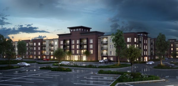 The Taylor House at Bethel and Olentangy River roads, shown in a rendering, was built by Preferred Living as an "extended-stay hotel" but functions as an apartment complex.