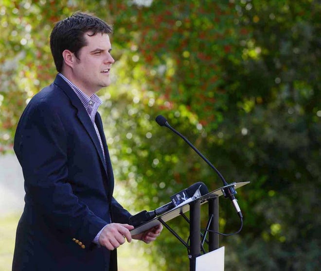 State Rep. Matt Gaetz speaks during a groundbreaking ceremony for One Hopeful Place in this file photo.