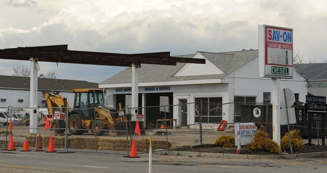 The former Sav-On gas station on Route 132 in Hyannis undergoes deconstruction Thursday ahead of a new BJ's Gas going into the location near the Airport Rotary. 

Merrily Cassidy/Cape Cod Times
