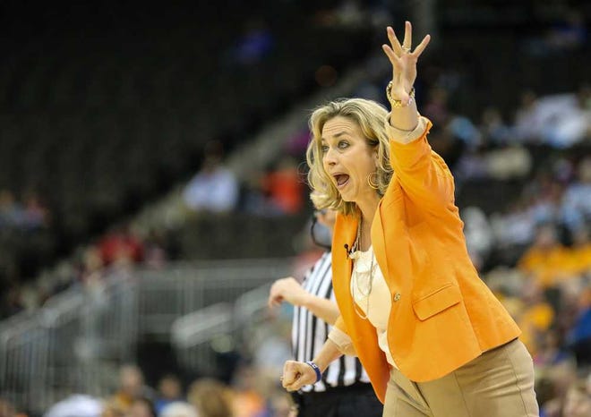 Gary Lloyd McCullough For the Times-Union Florida coach Amanda Butler directs her team during an SEC Tournament game against Kentucky on March 4.
