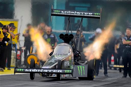 Brittany Force races in her Monster Energy dragster at the Amalie Motor Oil Gatornationals in Gainesville.