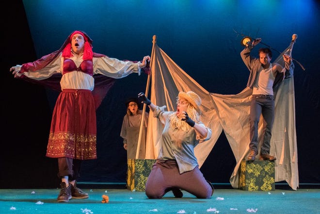 Ben Berry, Claire Tyers, Holly Hansen and Nathan Winkelstein perform in the Wellfleet Harbor Actors Theater/Peregrine Theatre Ensemble production of Shakespeare's "A Midsummer Night's Dream."