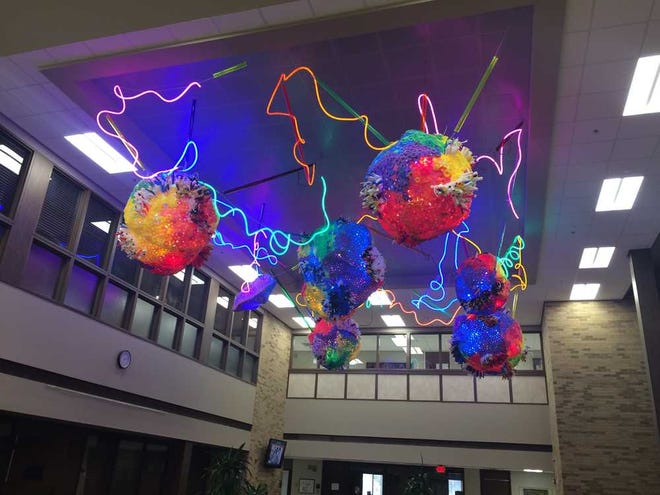 "Primordial Gardens," a wildly colorful art work created by artist Adela Andea, originally from Romania, will be celebrated Friday as the newest public art installation on the Texas Tech campus. It is scheduled to be dedicated at 4 p.m. in the El Centro gathering area at Tech's College of Human Sciences.