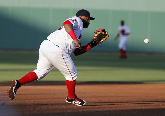 Pablo Sandoval reaches for a grounder against the Yankees on Tuesday.