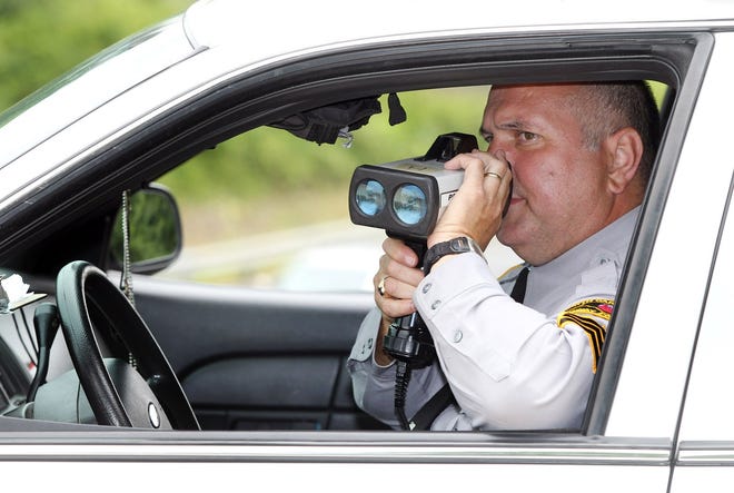Sgt. Greg Johnson, of the North Carolina Highway Patrol, watches for speeders on Interstate 85 in Grover. STAR FILE PHOTO