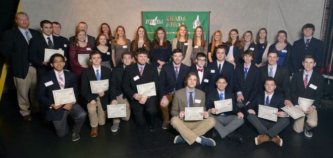 The New Hampshire Interscholastic Athletic Association and NH Athletic Directors Association held the annual NHIAA and NHADA Scholar Athlete Awards Ceremony on March 14. The event was held at The Capitol Center for the Arts in Concord. This year, St. Thomas Aquinas High School is proud to congratulate 36 Scholar Athletes on receiving this outstanding recognition: Katarina Blonski, Brenna Chrisom, Shannon Colford, Ashley Coneys, Catherine Flynn, Julia Gaffney, Amelia Griffiths, Caroline Knight, Hannah MacVane, Kaylee Murray, Quinn O’Sullivan, Melissa Schwope, Sarah Wade, Caroline Williams, Reagan Williams, Zachary Andronaco, Matthew Elliott, John Fortescue, Christopher Foster, Benjamin Frede, Jay Gallipo, Cameron Gould, Joseph Grinde, Nathanial Grunbeck, Steven Hazeltine, Michael Kates, Zane Keebler, Logan Larochelle, Alexander Lavigne, Trevor Martin, William Micali, Liam Middleton, Nathaniel Norton, Brandon Ryzewic, Usman Syed and John Elliot Williams. Courtesy photo